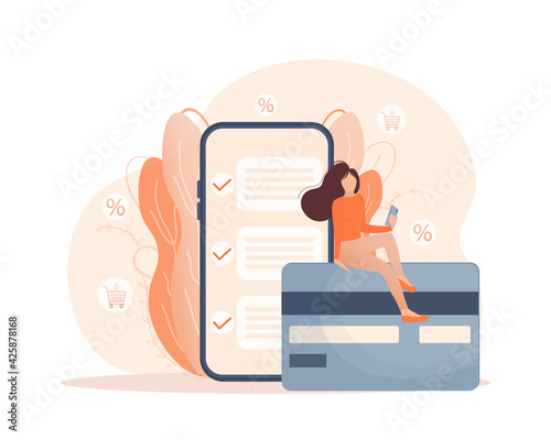 Mobile payment people. Flat isometric vector illustration. Qr code, mobile device. Bank online. Vector illustration design.