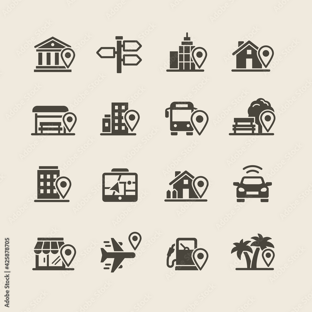 Location city vector Icon Set