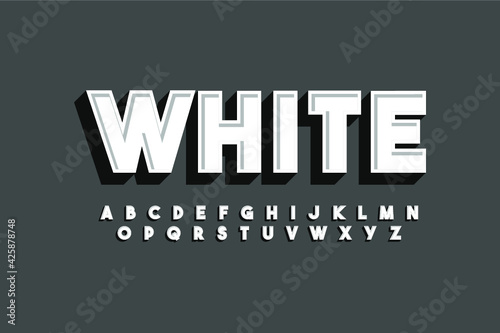 Modern 3D font and alphabet for poster. ticker vector