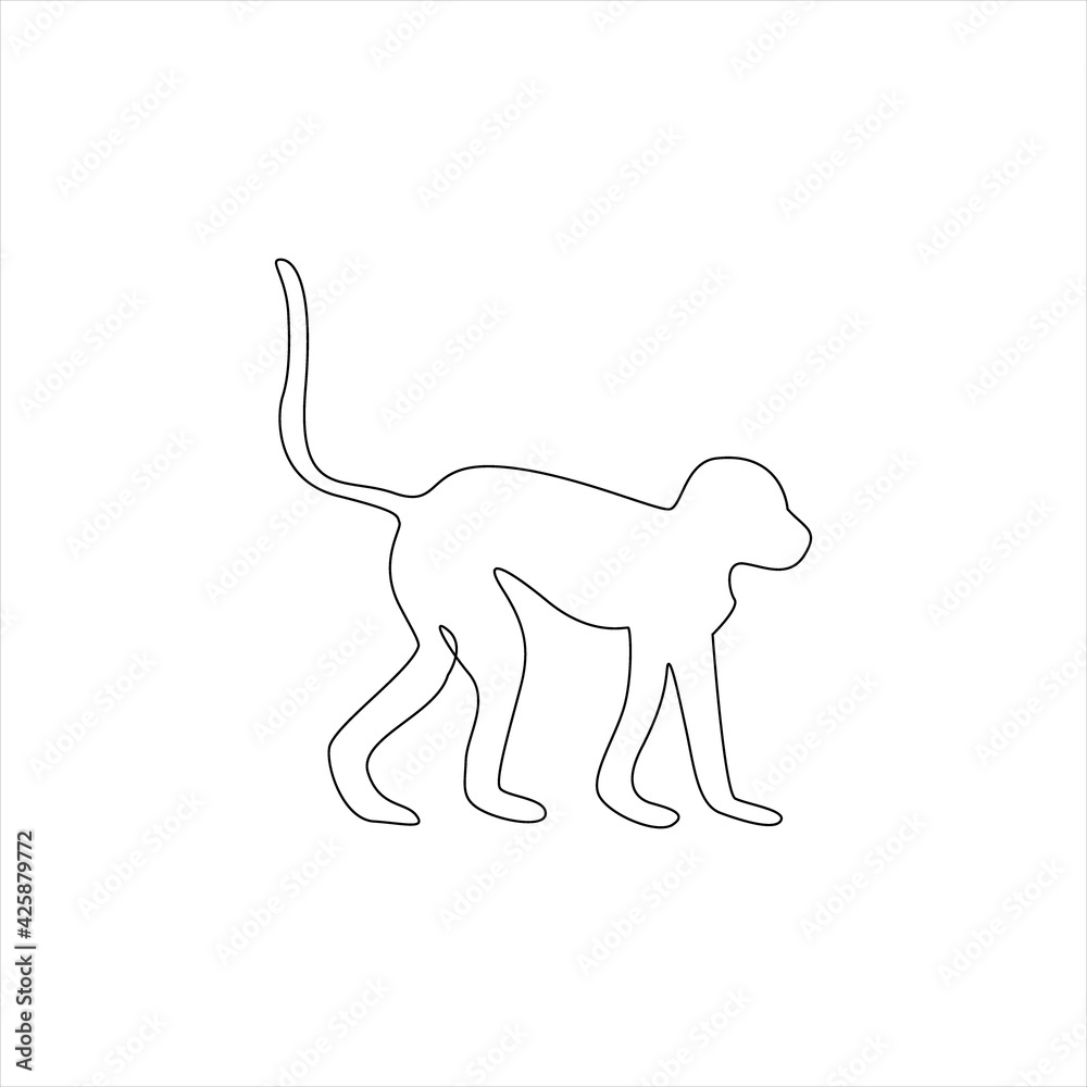 Minimalistic One Line marmoset monkey icon. Marmoset monkey one line hand  drawing continuous art, Vector Illustration. Free single line drawing of  monkey of  drawing animal tattoo. Stock Vector | Adobe Stock