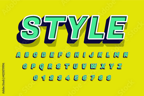 Modern 3D font and alphabet for poster. ticker vector