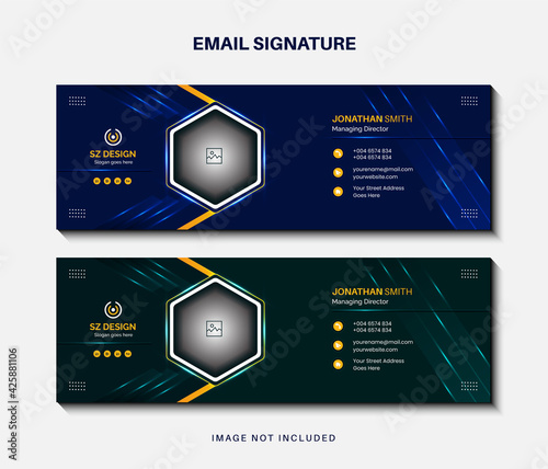 Creative modern business email signature template design or email footer and personal social media cover light Premium Vector