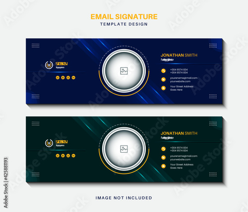 Creative modern business email signature template design or email footer and personal social media cover Premium Vector ads