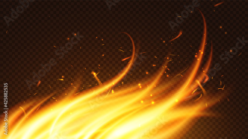 illustration of burning fire flame on black background