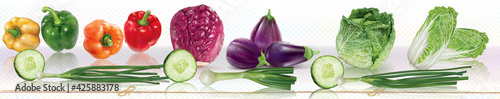 Horisontal collage of fresh colorfull vegetables