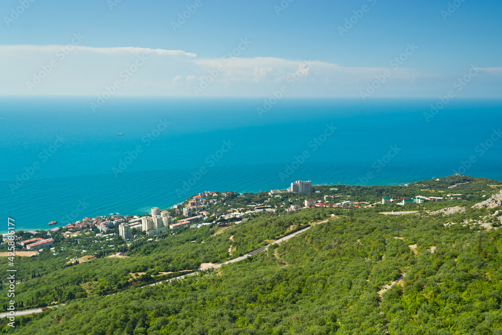 view of the sea from the mountain