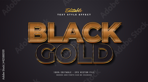 Elegant Black and Gold Text Style with Line Texture Effect