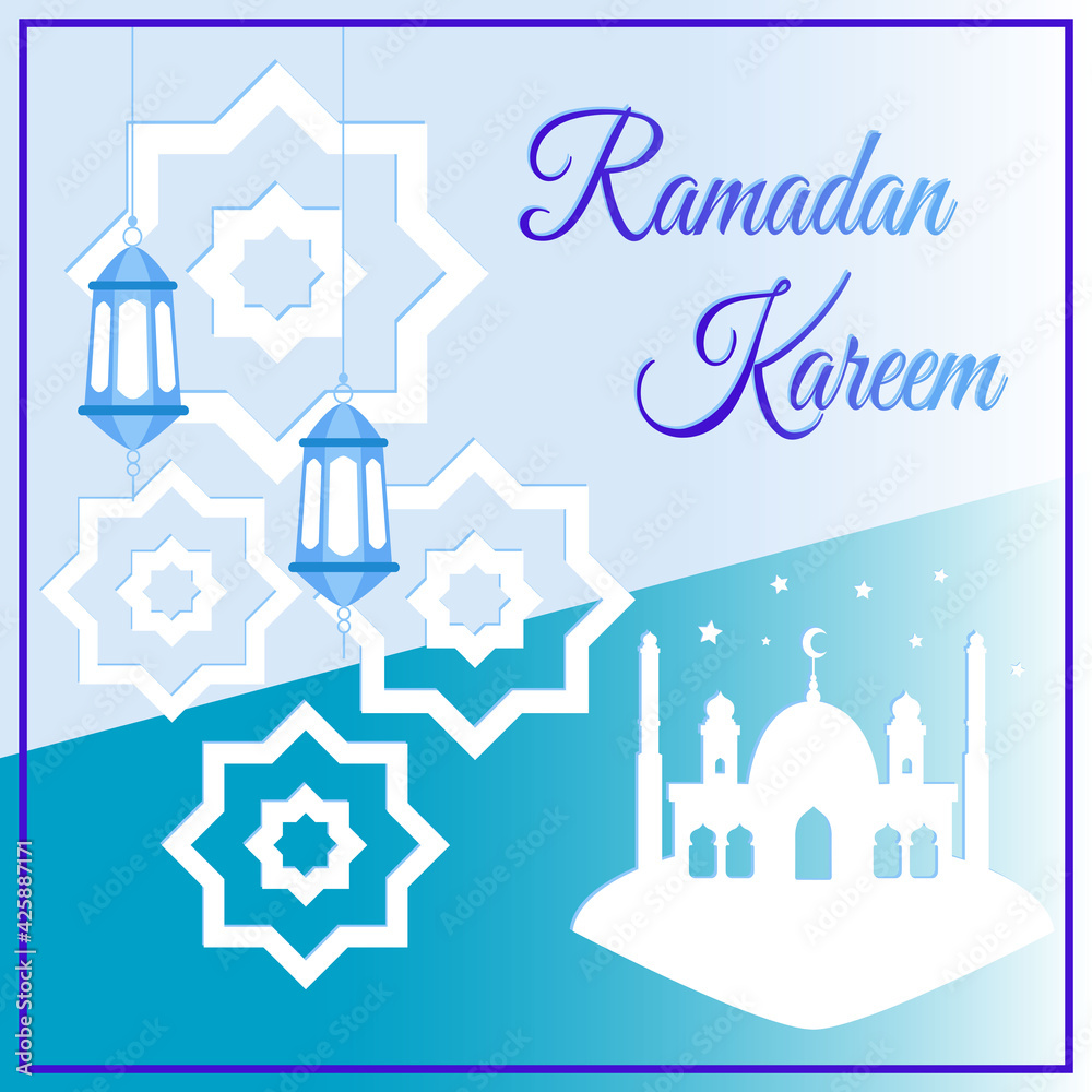 blue ramadan kareem vector background