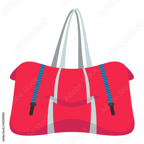 Red gym bag. Personal accessory in cartoon style