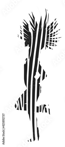 Fototapeta Naklejka Na Ścianę i Meble -  Brazil carnival dancer vector silhouette illustration isolated on white background. Rio De Janeiro entertainment. Attractive lady in animal print zebra costume. Pretty woman sensual erotic dance.