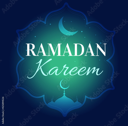 Ramadan Kareem design. mosque line vector 