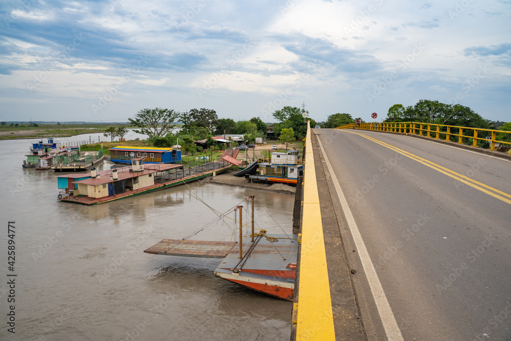 View from the Carlos Llenas bridge, on the Metica river, Puerto Lopez, Meta, Colombia