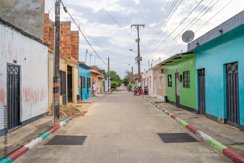 typical street of Puerto Lopez, Meta, Colombia