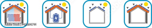 Icone installazione pannelli Solari Fotovoltaico e batterie di accumulo lavori