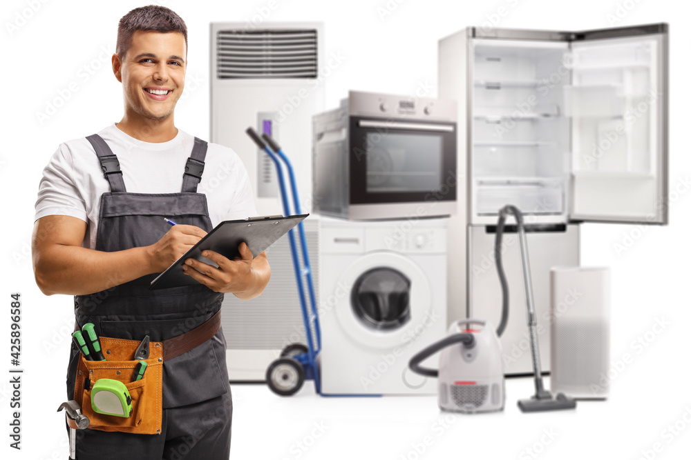 Repairman with home electrical appliances Repairman with home electrical appliances