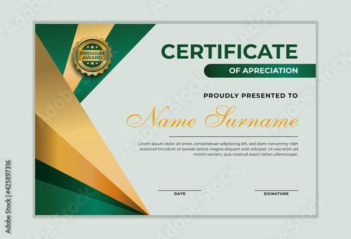 elegant award certificate template design with gold details