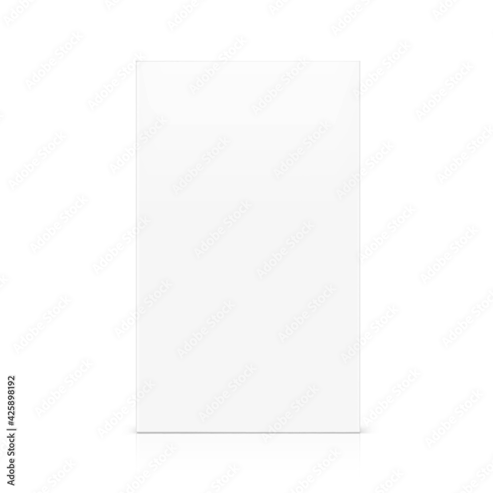 Realistic cardboard box mockup. Front view. Vector illustration isolated on white background. Can be use for food, medicine, cosmetic and etc. Ready for your design. EPS10.	