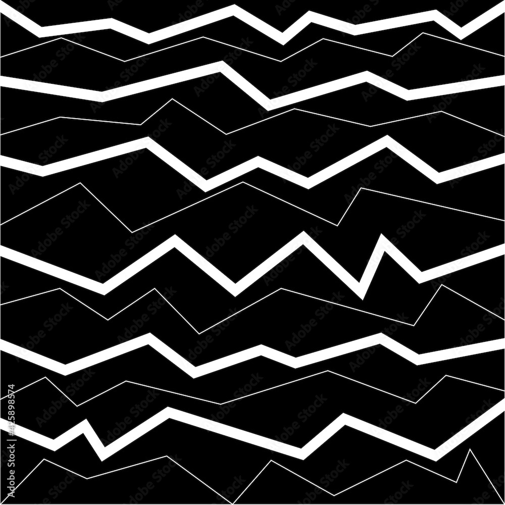 Geometric of line art pattern. Design zig saw stripe white on black background. Design print for illustration, texture, wallpaper, background. Geometric of line art pattern. Design zig saw stripe white on black background. Design print for illustration, texture, wallpaper, background.