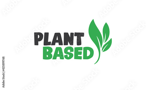 Plant based emblem design. Vegan, veggie, vegetarian food representation.