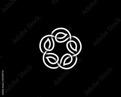 Abstract leaf, wreath logotype. Elegant salon, hotel, spa, boutique vector sign symbol logo.