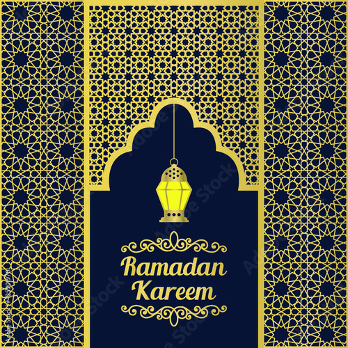 Ramadan Kareem islamic lantern background vector design