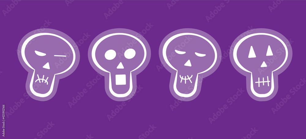 Set of skulls for halloween postcards, banners, patterns Set of skulls for halloween postcards, banners, patterns