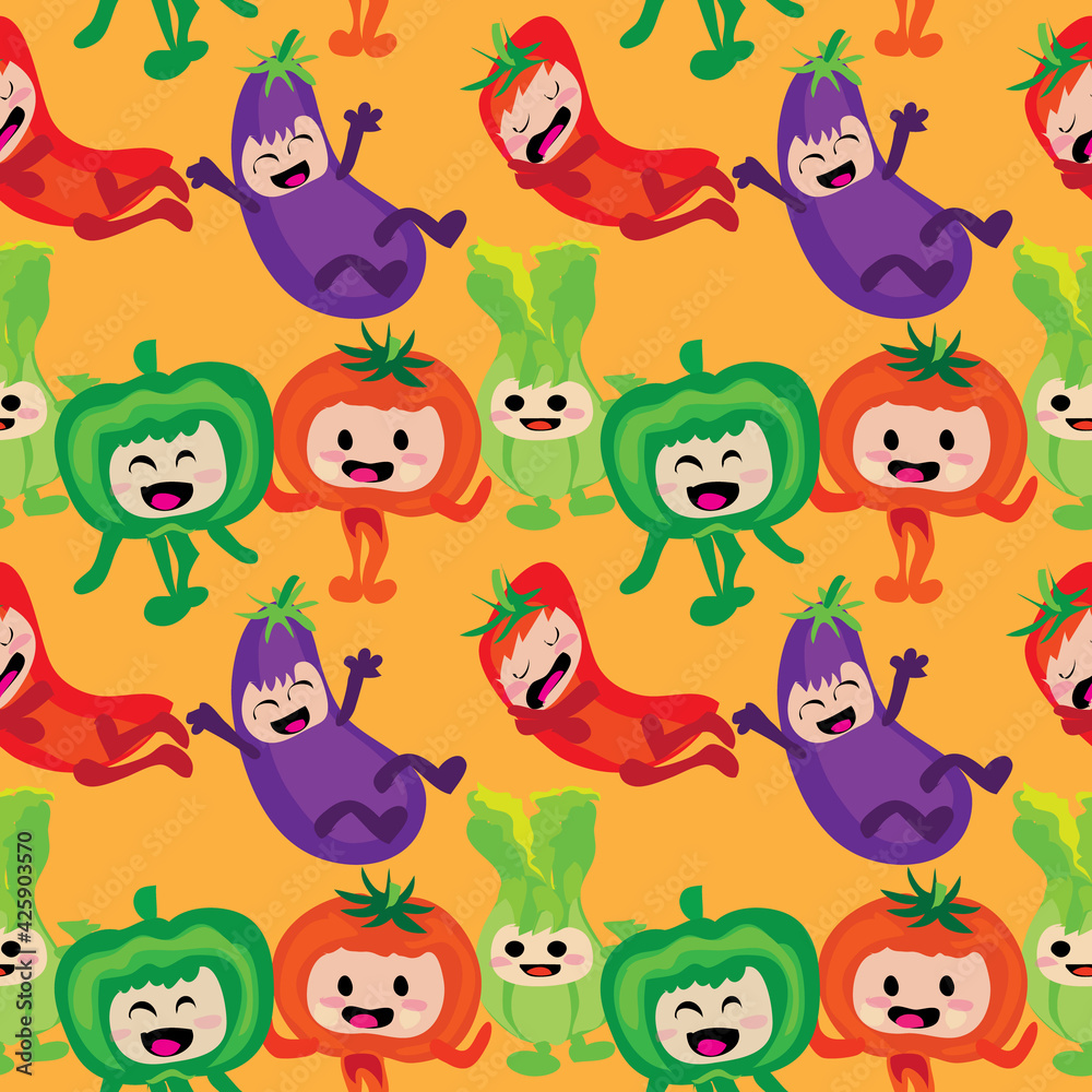Fototapeta premium seamless pattern with cute vegetables