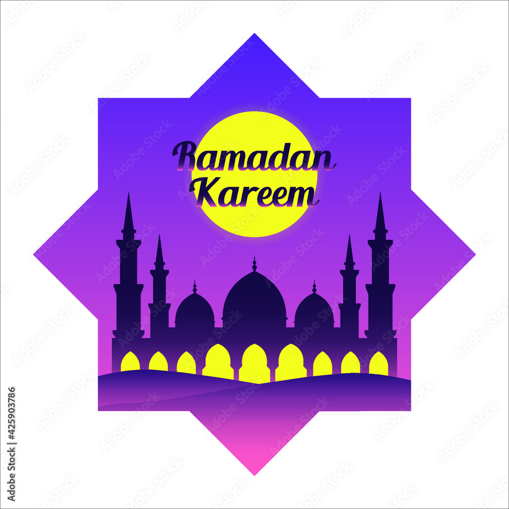 Ramadan Kareem mosque islamic background vector design illustration
