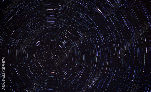Star trails movement, night sky