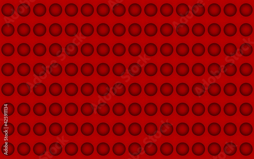 Patrón de esferas negras con degradado interior en rojo sobre fondo rojo