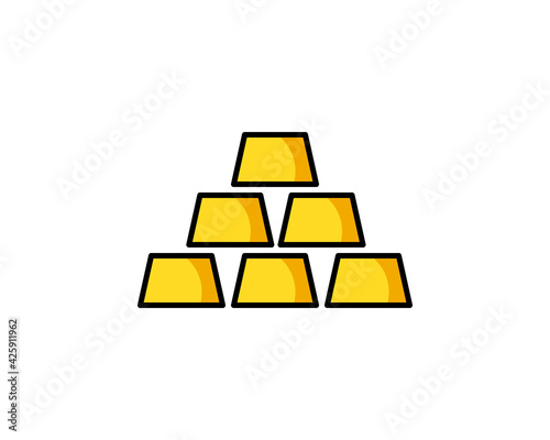 Business Trading Finance Trade Outlined Line Vector Icon Illustration Gold golden silver bar.