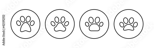 Paw icon set. paw print icon vector. dog or cat paw