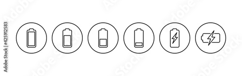 Battery icon set. battery charge level. battery Charging icon
