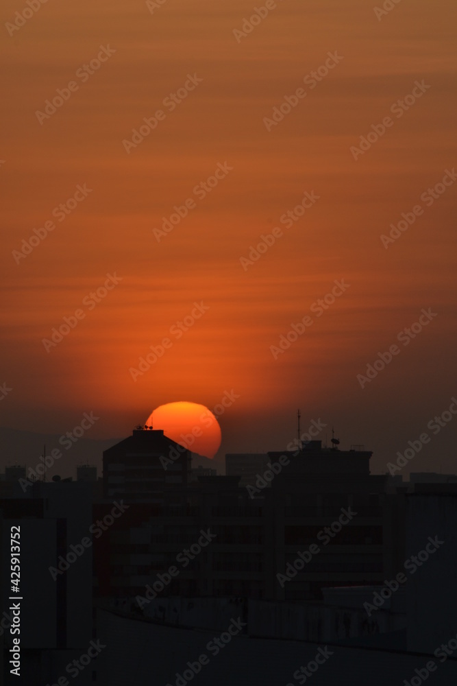 sunset over the city