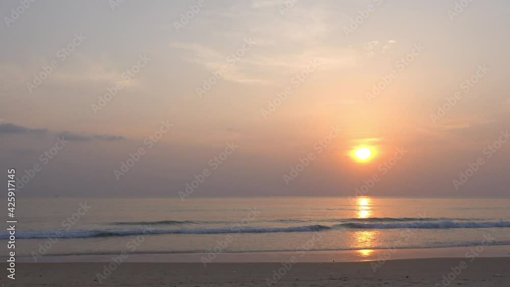 Video Landscape view sunset tropical beach sea. New normal after covid-19. Phuket Thailand beautiful tropical beach with sunset sky. Beautiful Phuket beach is famous tourist destination at Andaman sea Video Landscape view sunset tropical beach sea. New normal after covid-19. Phuket Thailand beautiful tropical beach with sunset sky. Beautiful Phuket beach is famous tourist destination at Andaman sea