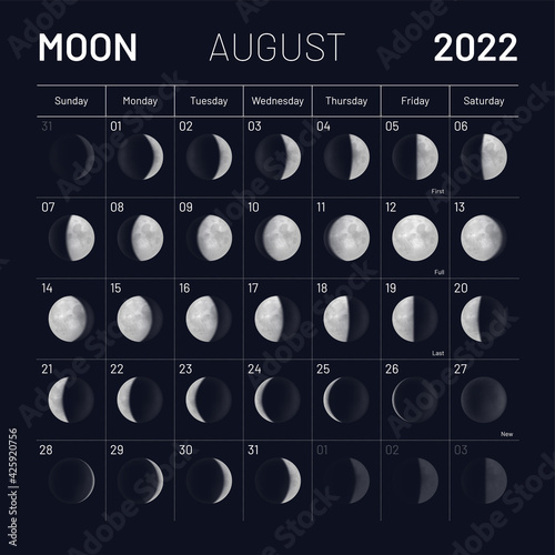 August lunar calendar 2022 dark night sky backdrop