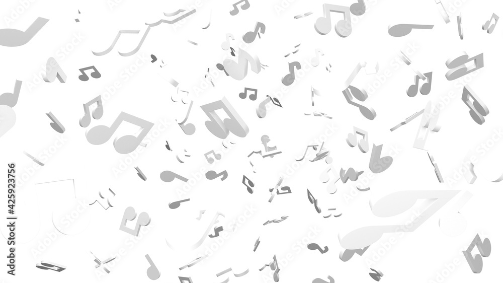 White musical notes on white background.
3D rendering abstract illustration.
White musical notes on white background.
3D rendering abstract illustration.