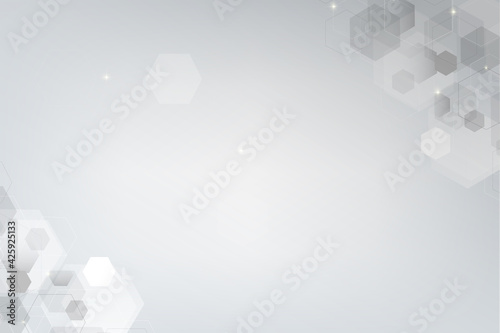 Wallpaper abstract polygon hexagonal shape with white silver background