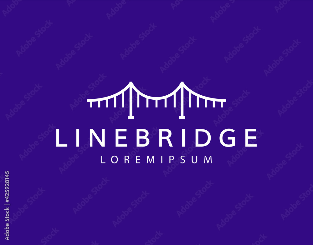 Bridge Line Logo Design Template. River Bridge Icon Line Art Vector