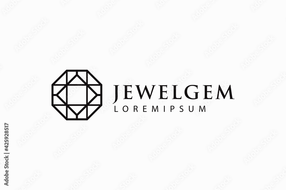 Geometric Diamond Logo Design Template. Diamond Home Icon Line Art Vector Geometric Diamond Logo Design Template. Diamond Home Icon Line Art Vector