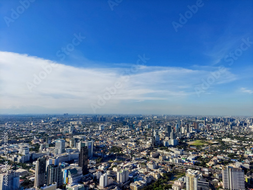 High view of Bangkok against the summer sky.