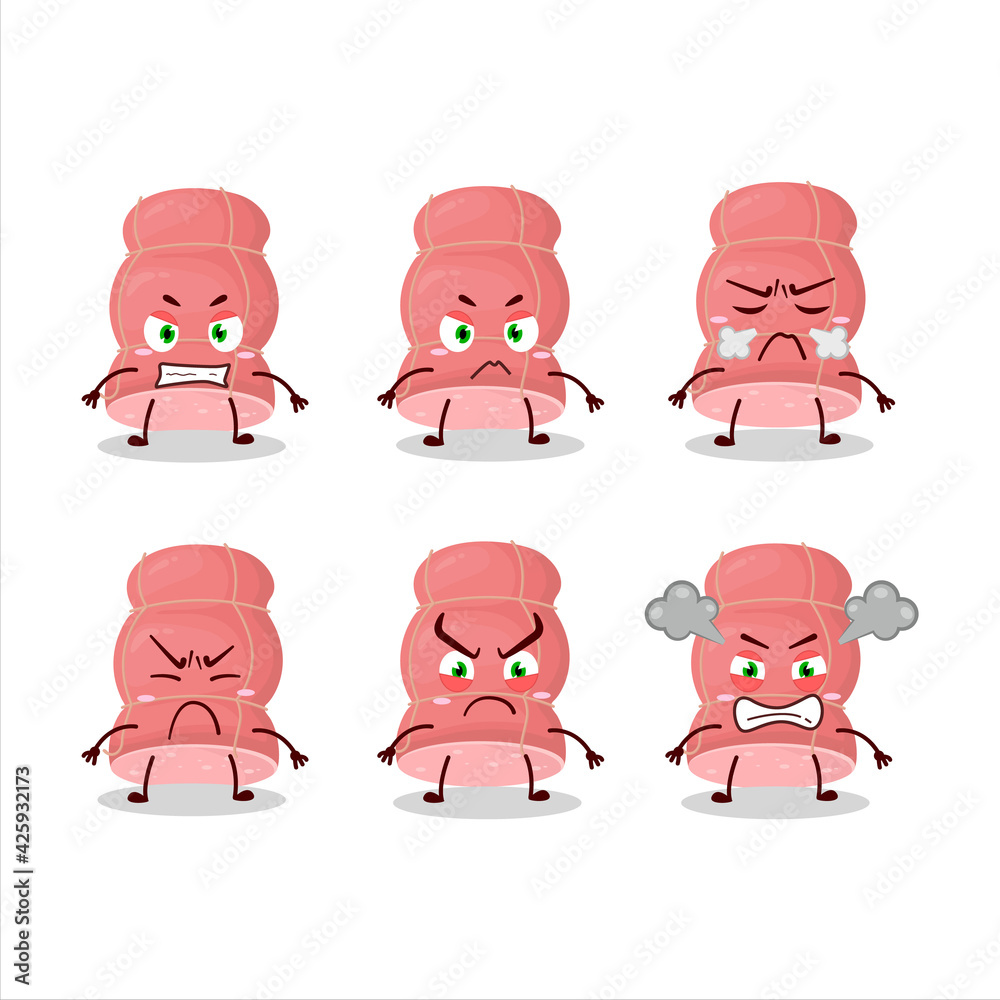 Boiled sausage cartoon character with various angry expressions Boiled sausage cartoon character with various angry expressions