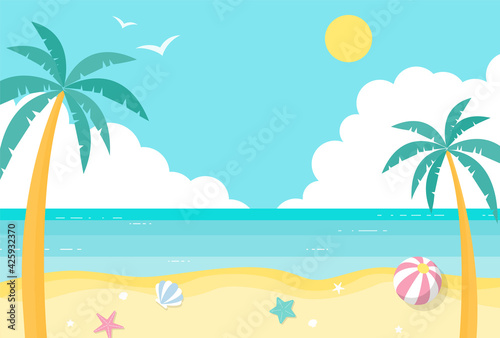 summer vector background with beach illustrations for banners, cards, flyers, social media wallpapers, etc.