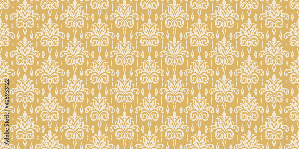 Background pattern in retro style with floral ornament, wallpaper. Seamless pattern, texture for your design. Vector graphics