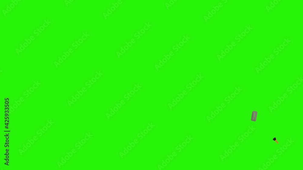 Barber shop tools flat elements animation on green screen chroma key Barber shop tools flat elements animation on green screen chroma key