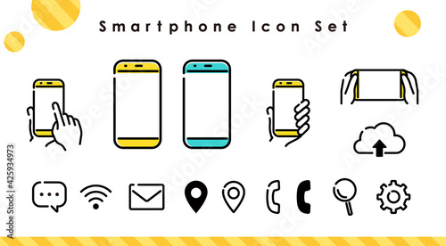 シンプルなスマートフォンアイコンセット　　　Smartphone Simple Design Icon Set