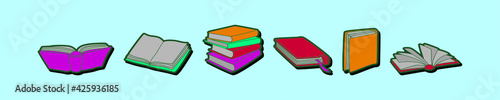 set of book cartoon icon design template with various models. vector illustration isolated on blue background
