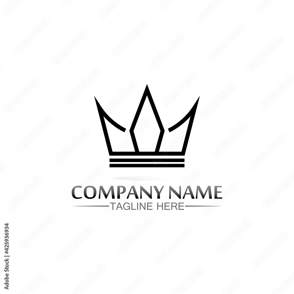 Crown Logo king logo queen logo, princess, Template vector icon illustration design imperial, royal, and  succes logo business