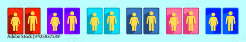 set of rest room cartoon icon design template with various models. vector illustration isolated on blue background