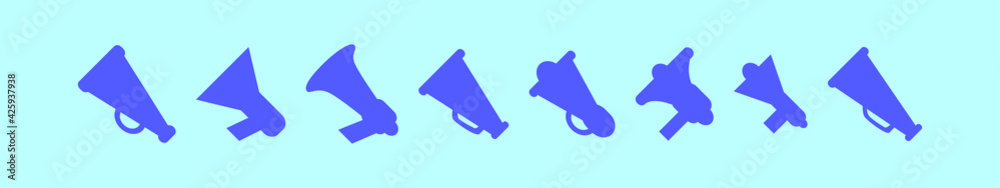 set of megaphone cartoon icon design template with various models. vector illustration isolated on blue background